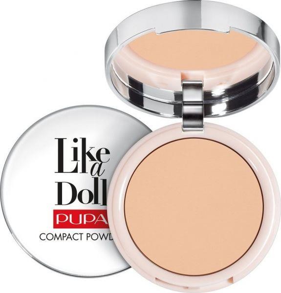 PUPA Milano Like a Doll Compact Powder – kevyt ja silkinpehmeä kiinteä puuteri, joka antaa mattapinnan ja luonnollisen hehkun. SPF15, sopii kaikille ihotyypeille.