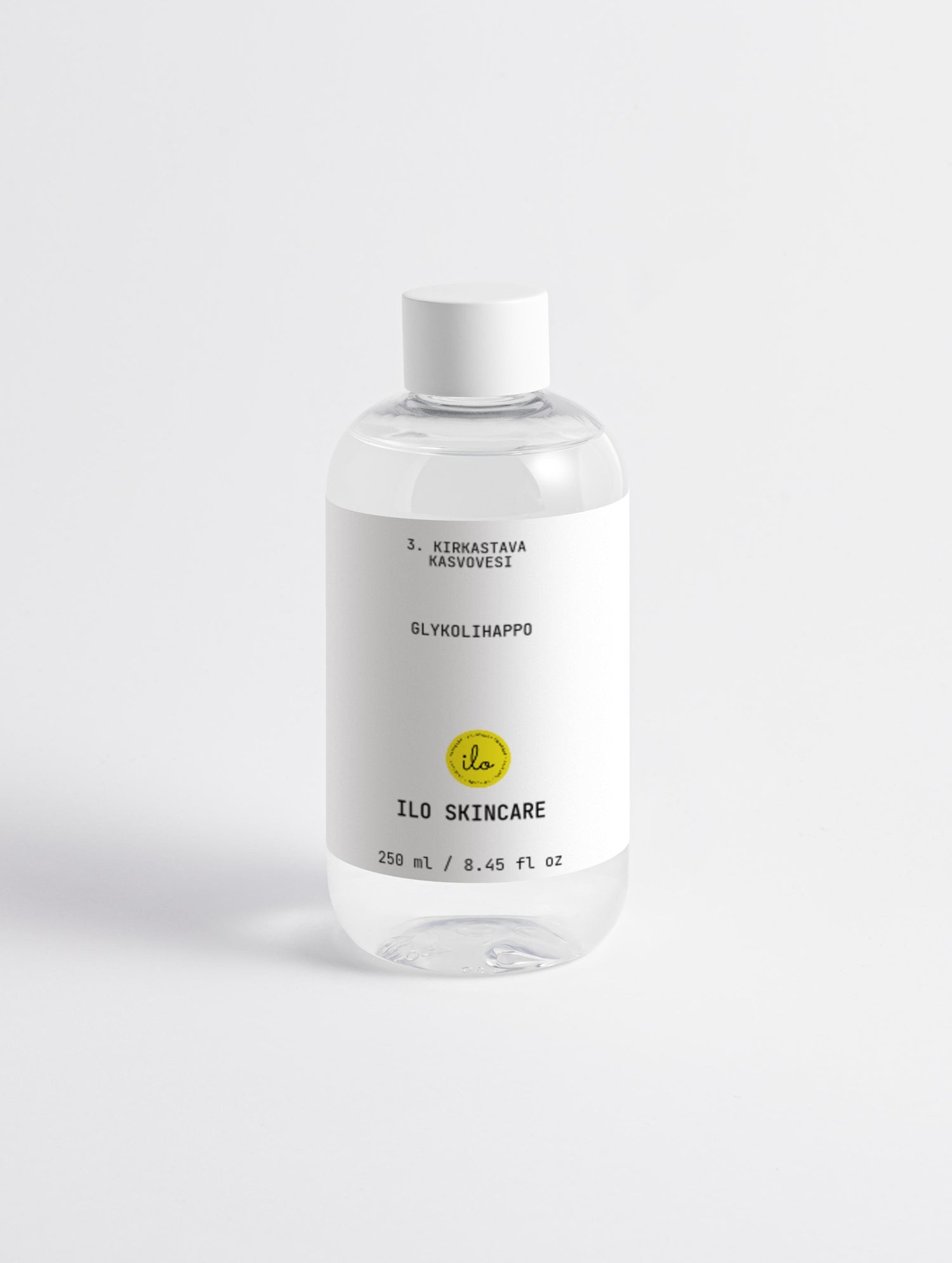 Glycolic Acid Exfoliating Toner – 5% glykolihappoinen nestemäinen kuorintavesi, kirkastaa ja tasoittaa ihon sävyä, 250 ml pullo.