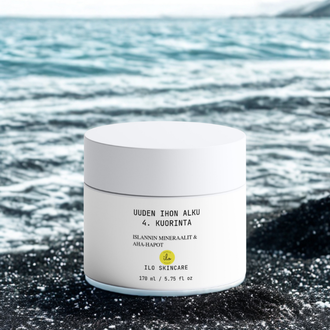 ILO Skincare kuorintavoide kasvoille ja vartalolle, ecocert ihonhoito, vegaaninen ihonhoito, luonnonkosmetiikka