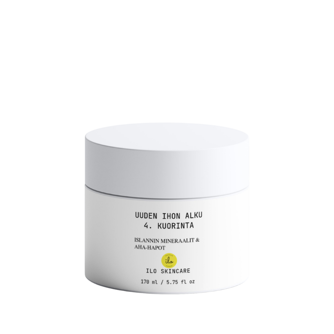 ILO Skincare kuorintavoide kasvoille ja vartalolle, ecocert ihonhoito, vegaaninen ihonhoito, luonnonkosmetiikka