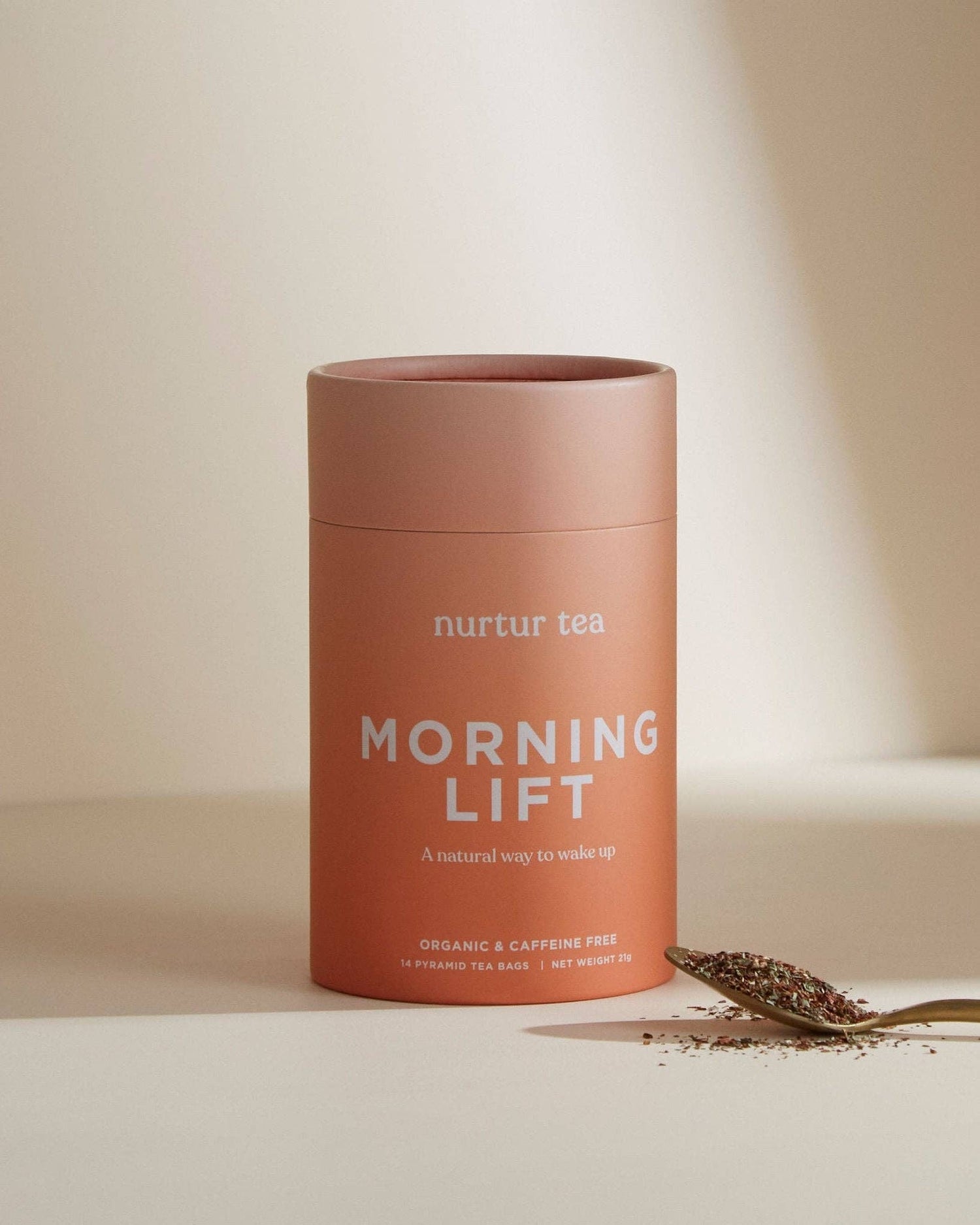 Morning Lift tee – rooibos, inkivääri ja piparminttu – kofeiiniton aamutee purkissa