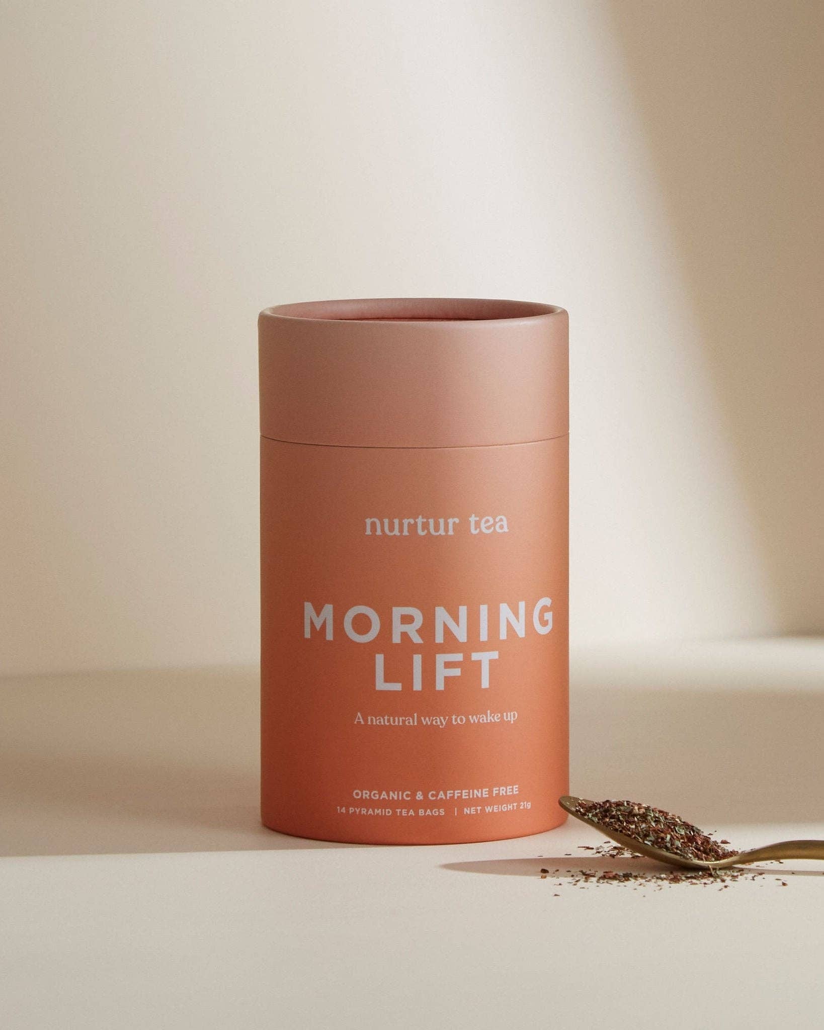 Morning Lift tee – rooibos, inkivääri ja piparminttu – kofeiiniton aamutee purkissa